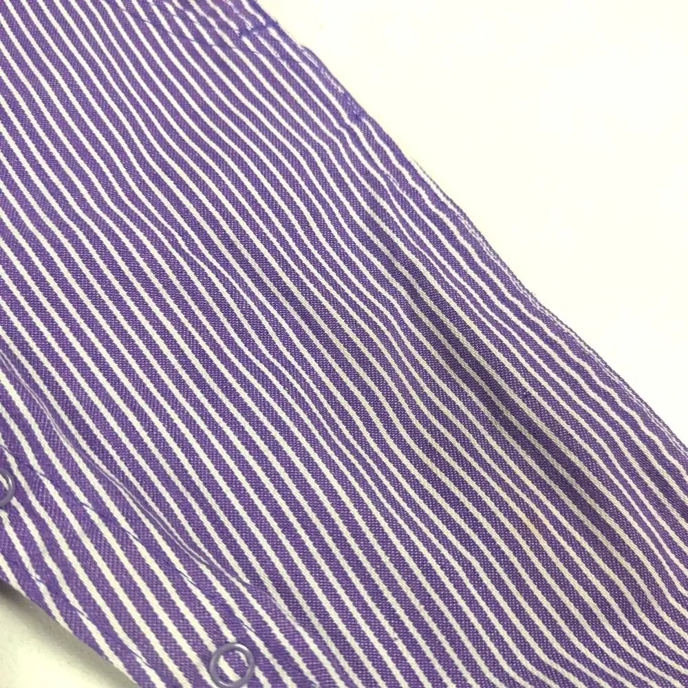 Vtg Oshkosh B'gosh Overalls Baby Girls Sz 12m Purple Engineer Stripe Hickory